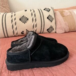 UGG Black (Gray Shearling-Lined) Classic Slippers